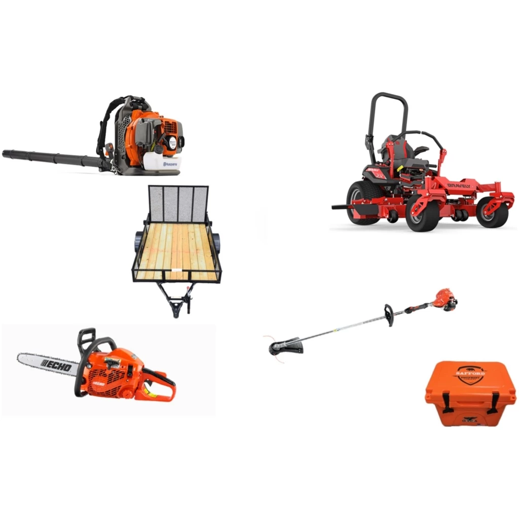 Caliber Trailer Mfg. GE573 Gravely Mower Bundle - Pro Turn ZX 60 Zero Turn 350BT Blower SRM-225 Trimmer