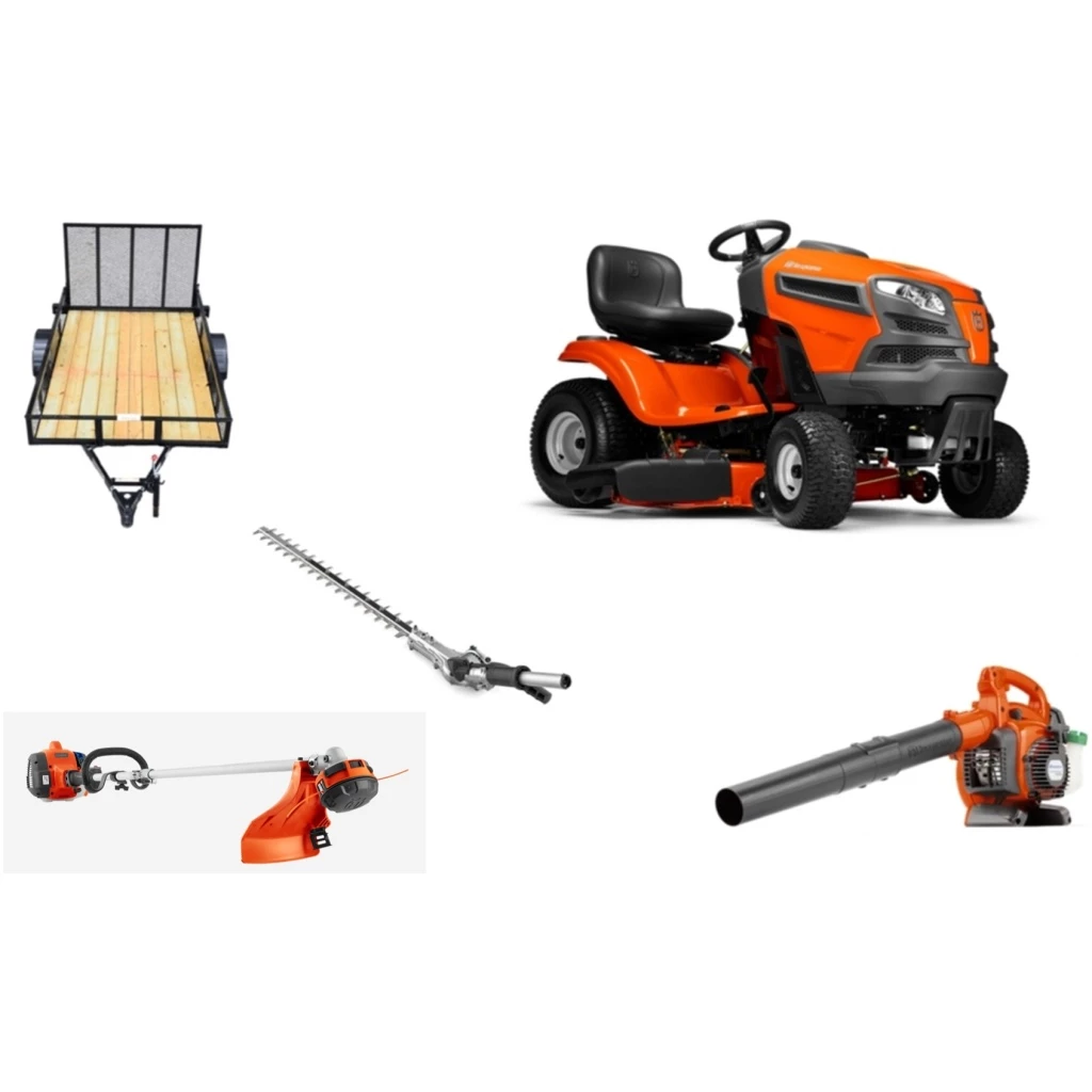 Briggs & Stratton HH104 Husqvarna Mower Bundle - YTH22V46 Lawn Tractor 125B Blower 330LK Trimmer