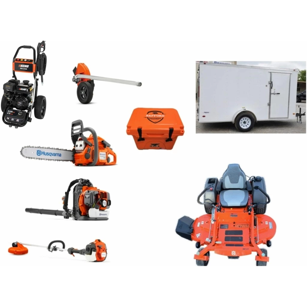 Briggs & Stratton HH466 Husqvarna Mower Bundle - MZ 61 Zero Turn 150BT Blower 7x12 Enclosed Trailer